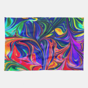 Rainbow Swirl Trippy Glow Stick Tea Towel
