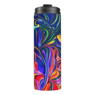 Rainbow Swirl Trippy Glow Stick Thermal Tumbler