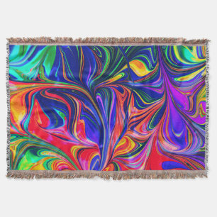 Rainbow Swirl Trippy Glow Stick Throw Blanket