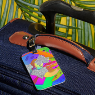 Rainbow Swirl With Leaves Luggage Tag