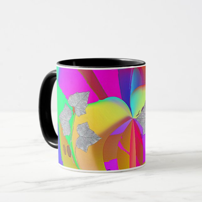 Rainbow Swirl With Leaves Mug (Front Left)