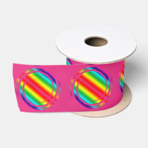 Rainbow Swirling Polka Dots Circles Satin Ribbon