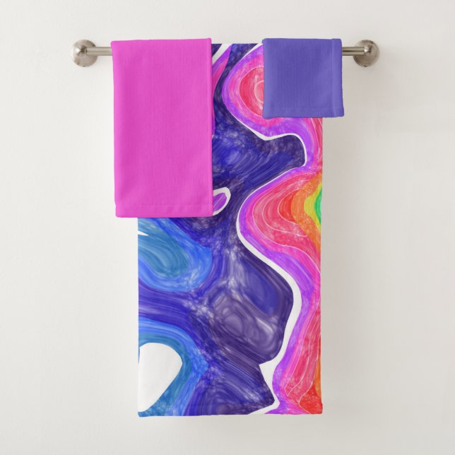 Rainbow Swirls Bath  Towel Set (Insitu)