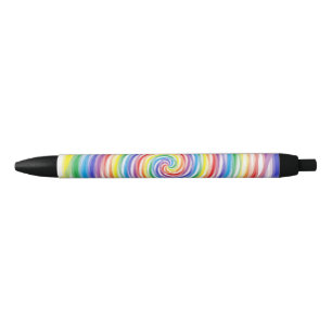 Rainbow Swirls Black Ink Pen