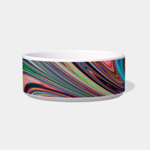 rainbow swirls cat food bowl