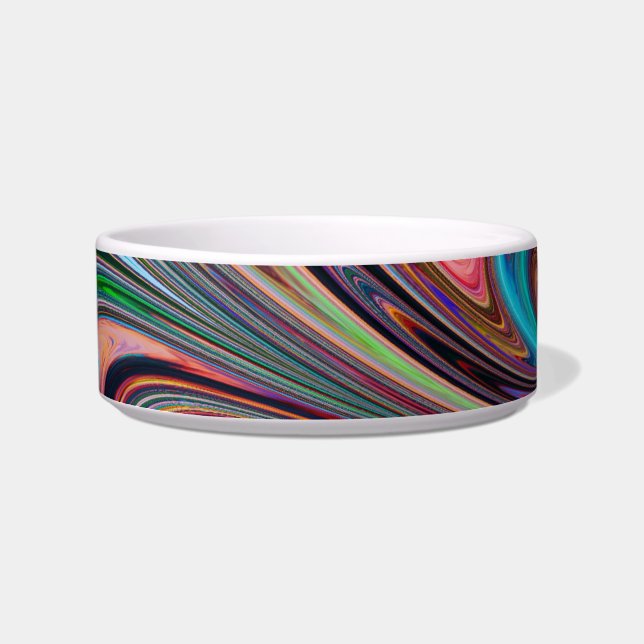 rainbow swirls cat food bowl  (Front)