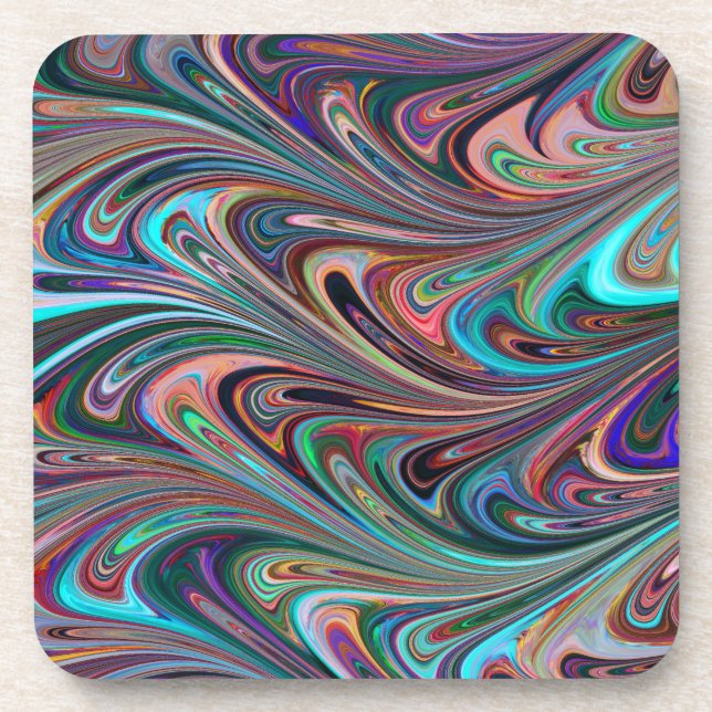 rainbow swirls coaster set (Front)
