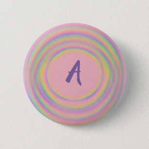 Rainbow Swirls with Monogram 6 Cm Round Badge
