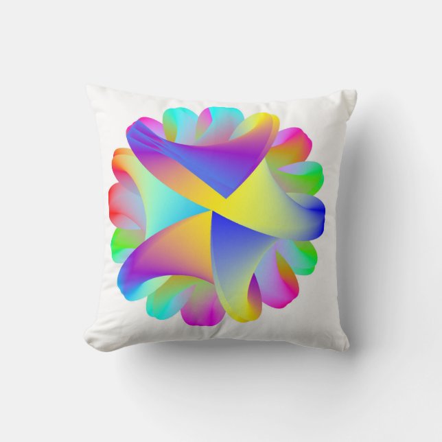 Rainbow Swirly Squiggles Throw Pillow (Front)