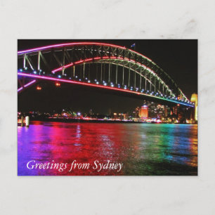 rainbow sydney bridge greetings postcard