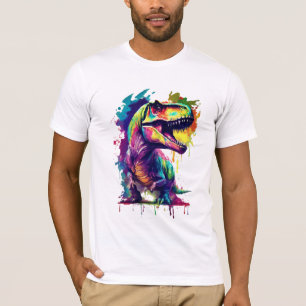 Rainbow T-Rex Dinosaur Digital Art T-Shirt Design