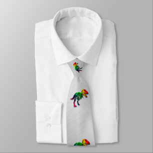 Rainbow T Rex Funny Fossil With Your Name Tie