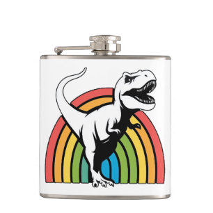 Rainbow T Rex Hip Flask
