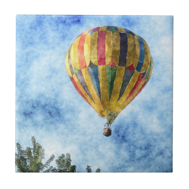 Rainbow Takeoff: Hot Air Balloon in Flight Tile (Front)