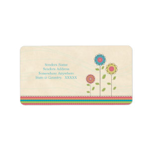 Rainbow Tall Flowers Address Labels