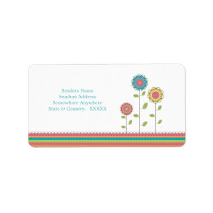 Rainbow Tall Flowers Address Labels