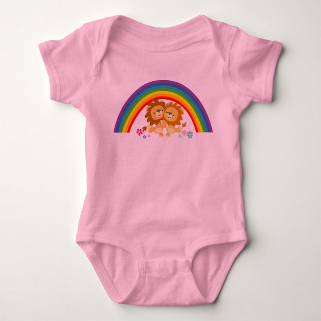 Rainbow Tango-Cute Cartoon Lions Baby Apparel Baby Bodysuit (Front)