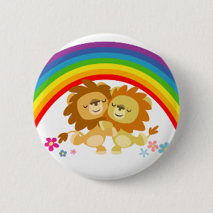 Rainbow Tango-Cute Cartoon Lions Button Badge