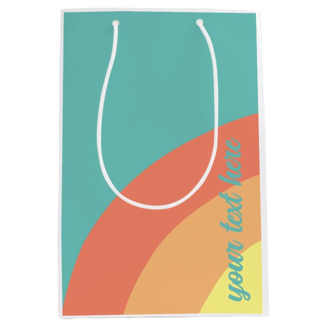 rainbow target rainbow blue, peach custom medium gift bag (Front)