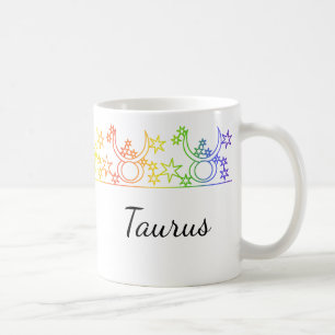 Rainbow Taurus Star Sign Personalised Mug