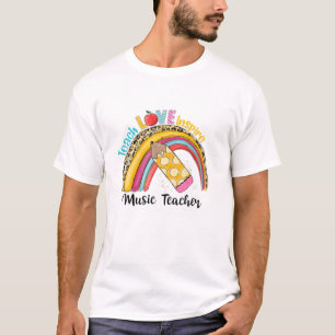 Rainbow Teach Love Inspire Music Teacher Back To S T-Shirt