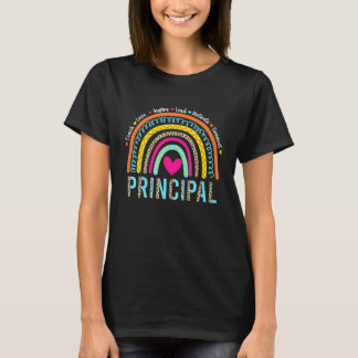 Rainbow Teach Love Inspire Principal Back To Schoo T-Shirt