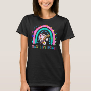 Rainbow Teach Love Inspire Teacher Back To School T-Shirt