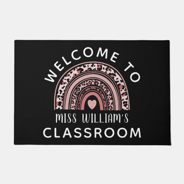 Rainbow Teacher Classroom Welcome Doormat (Front)