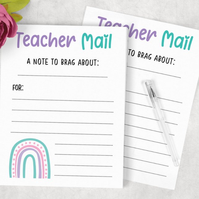 Rainbow Teacher Mail Post-it Notes (Creator Uploaded)