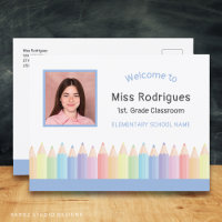 Rainbow Teacher Welcome To School Postcard