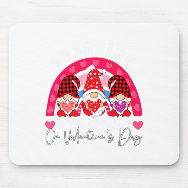 Rainbow Teaching 4th Grade On Valentines Day Teac  Mouse Pad (Front)