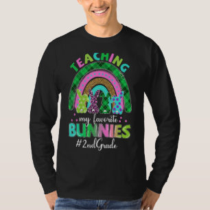 Rainbow Teaching Favourite Bunnies 2nd Grade Teach T-Shirt