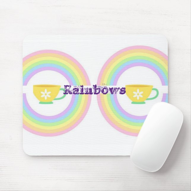 Rainbow Teacup Mouse Pad! Pad (With Mouse)