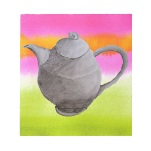 Rainbow Teapot arty tea party Notepad