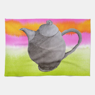 Rainbow Teapot arty tea party Tea Towel
