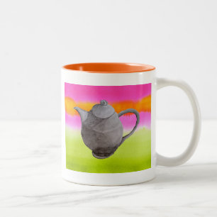 Rainbow Teapot arty tea party Two-Tone Coffee Mug