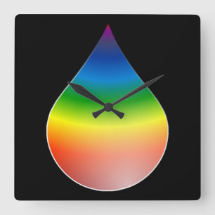 RAINBOW TEARDROP SQUARE WALL CLOCK