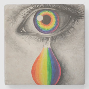 Rainbow tears poster throw pillow trivet stone coaster