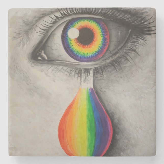Rainbow tears poster throw pillow trivet stone coaster (Front)