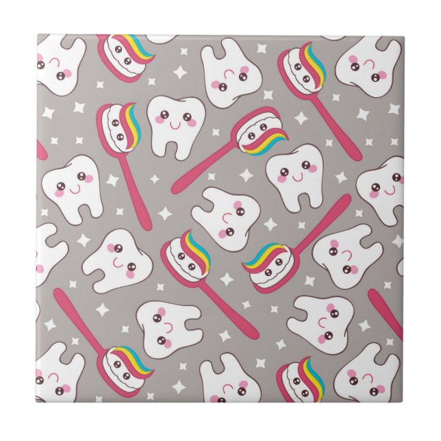 Rainbow Teeth Pattern Ceramic Tile (Front)