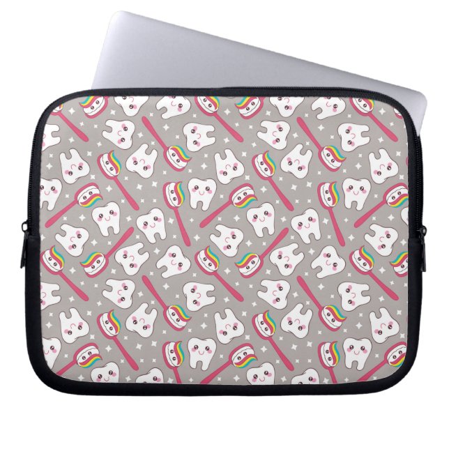 Rainbow Teeth Pattern Laptop Sleeve (Front)
