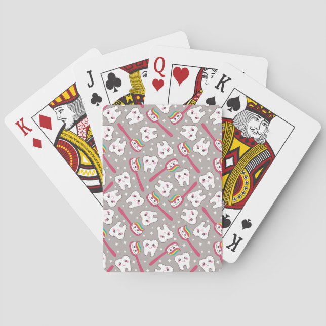Rainbow Teeth Pattern Playing Cards (Back)