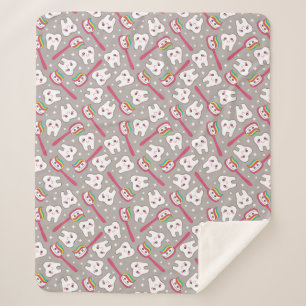 Rainbow Teeth Pattern Sherpa Blanket