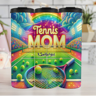 Rainbow Tennis Mom Court Thermal Tumbler