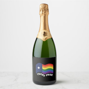 Rainbow Texas Flag Design for proud LGBT+ Texan Sparkling Wine Label