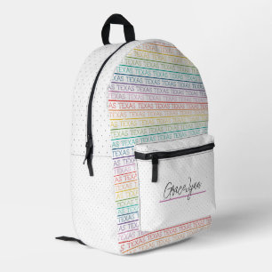 Rainbow Texas, Texas, Texas Printed Backpack