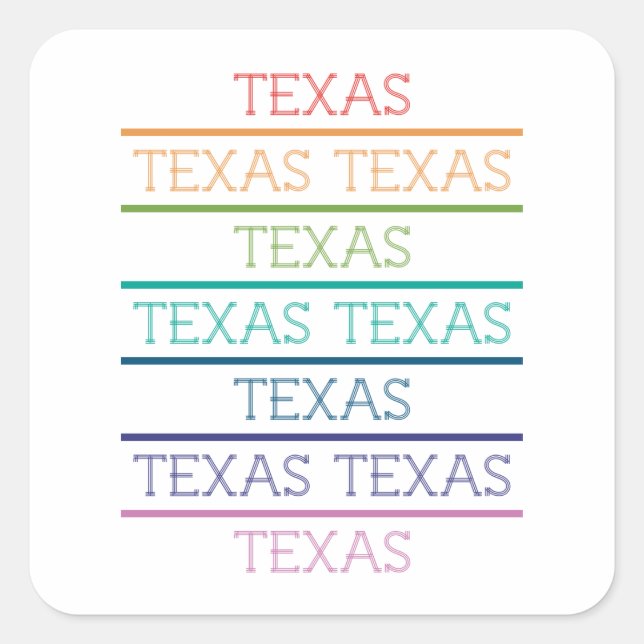 Rainbow Texas, Texas, Texas Square Sticker (Front)