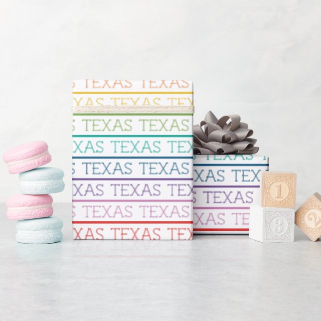 Rainbow Texas, Texas, Texas Wrapping Paper (Baby Shower)