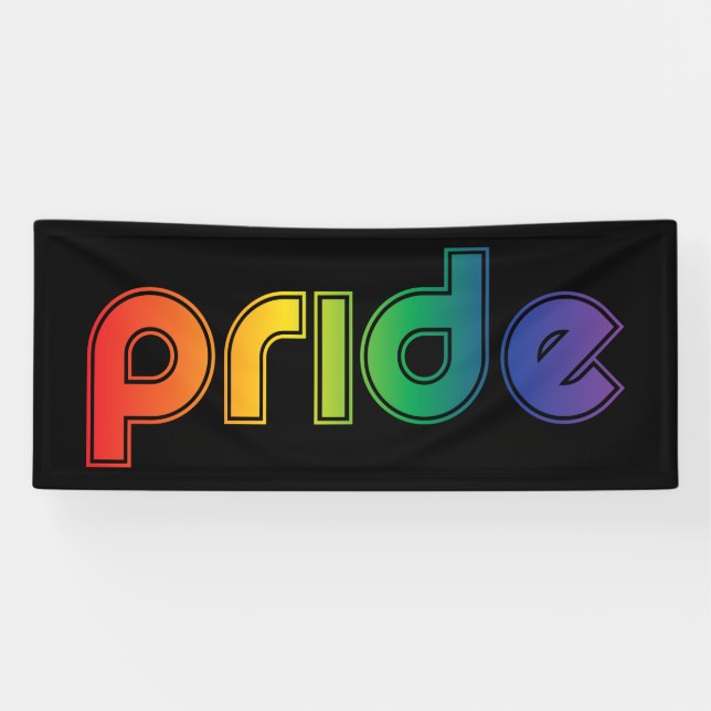 Rainbow Text Gay Pride Banner (Horizontal)