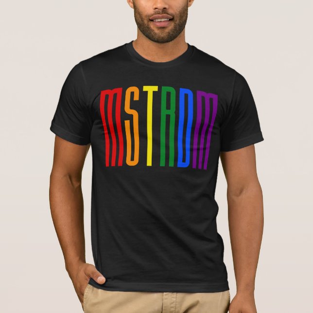 Rainbow Text LGBTQ Amsterdam Gay Pride LGBT T-Shirt (Front)